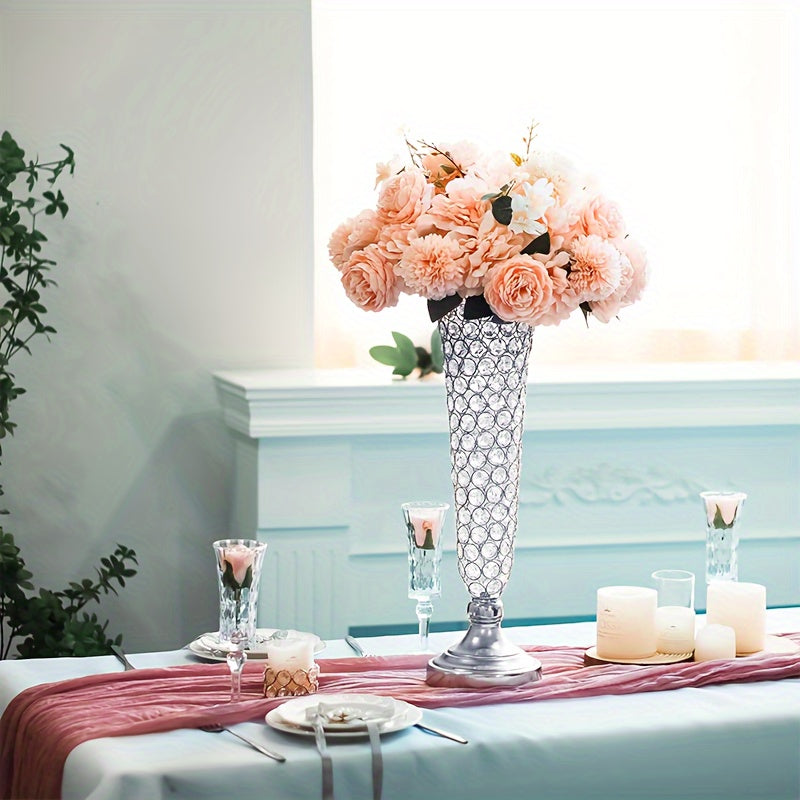 Two Crystal Vases, Standing 20 Inches Tall, Perfect for Centerpieces on Dining Tables, Wedding Celebrations, Birthdays, And Home Decoration