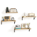 Floating Display Shelves, 4-Piece Wall Mounted Storage Set in Wood Color, Walnut Color or Black and White for Bedroom, Bathroom and Living Room Decor