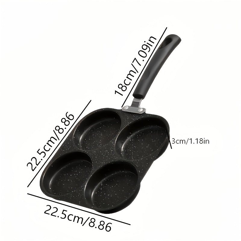 4-In-1 Cast Iron Omelette Pan, Non-Stick Single Handle Frying Pan, Dishwasher Safe, Compatible with Electric Stove, Kitchen Gadgets for Pancakes, Omelettes, Etc
