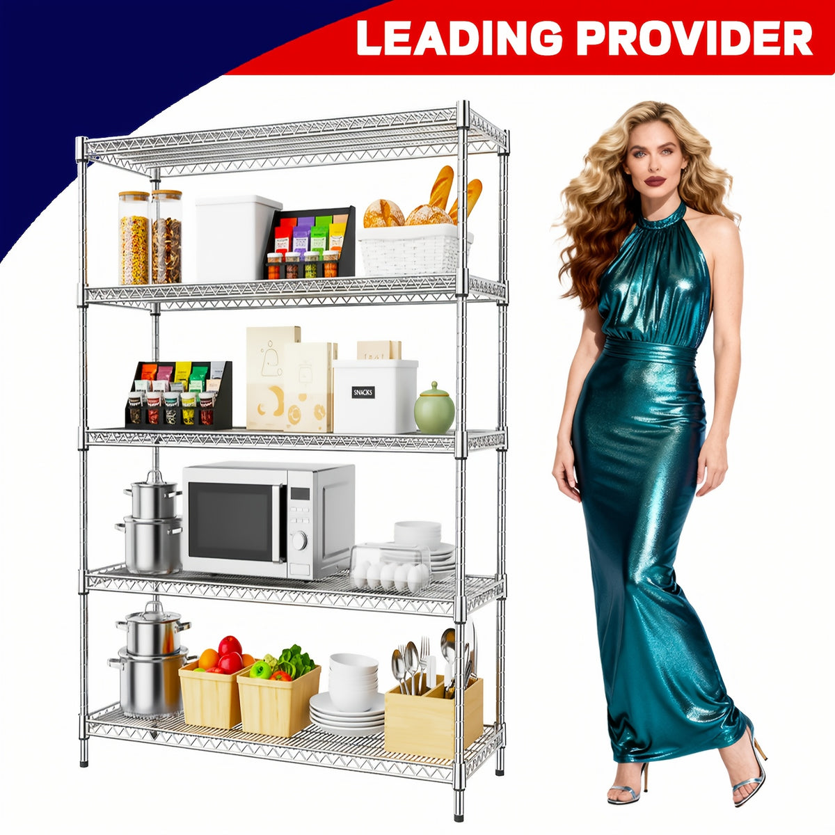MZG 2000/1600/1000 Lbs 5/4/3 Tier Storage Shelving Steel Heavy Duty Multi-Tier Utility Shelving Unit Steel Organizer Wire Rack For Home, Kitchen, Office, Garage Standing Baker'S Racks, Room Decor Shoe Hat Organizer Bathroom Accessory Dresser Laundry