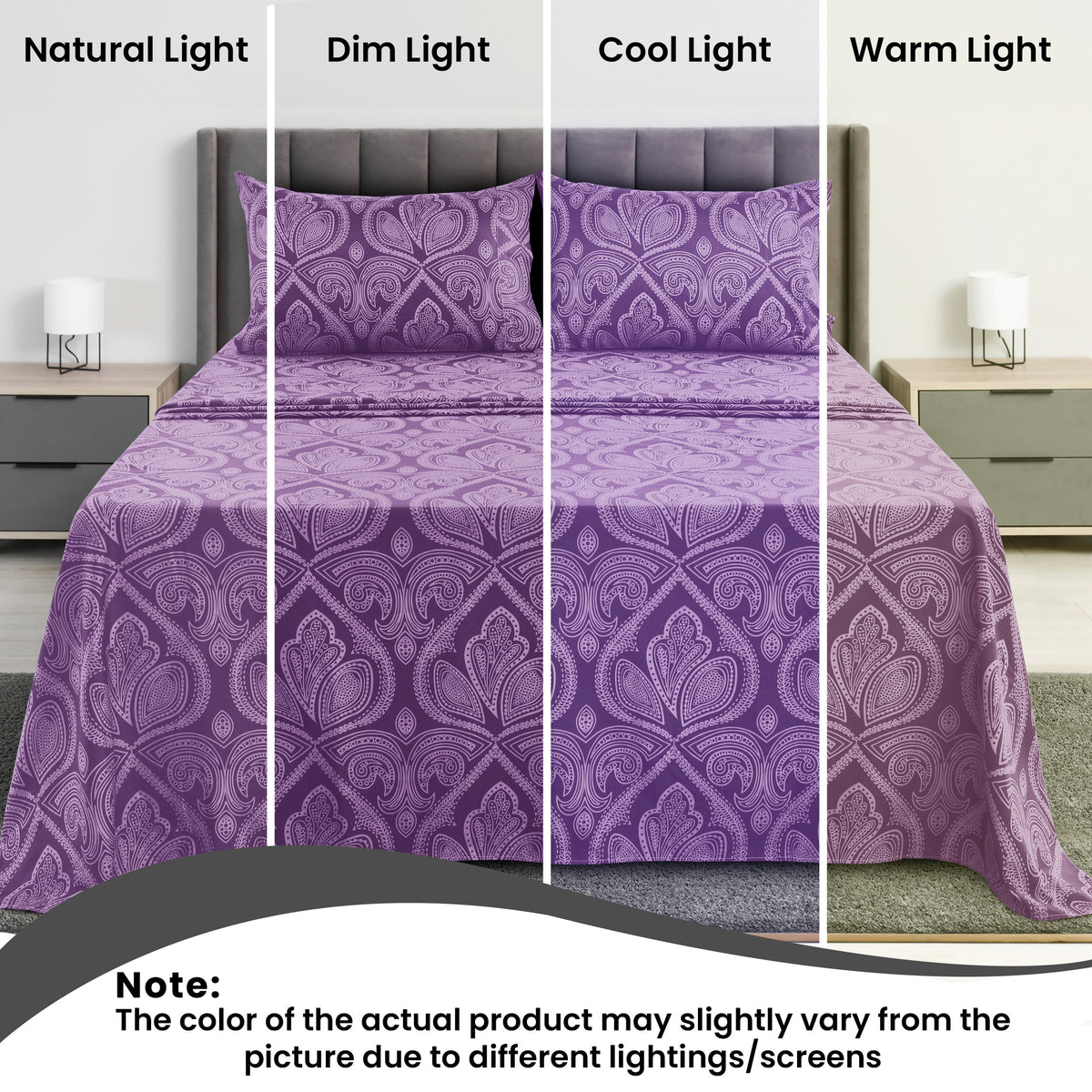Paisley Bed Sheet Set, Soft Double Brushed Microfiber Bedding with 16-Inch Deep Pocket Fitted Sheet and Pillowcases in Six Sizes for Bedroom Comfort