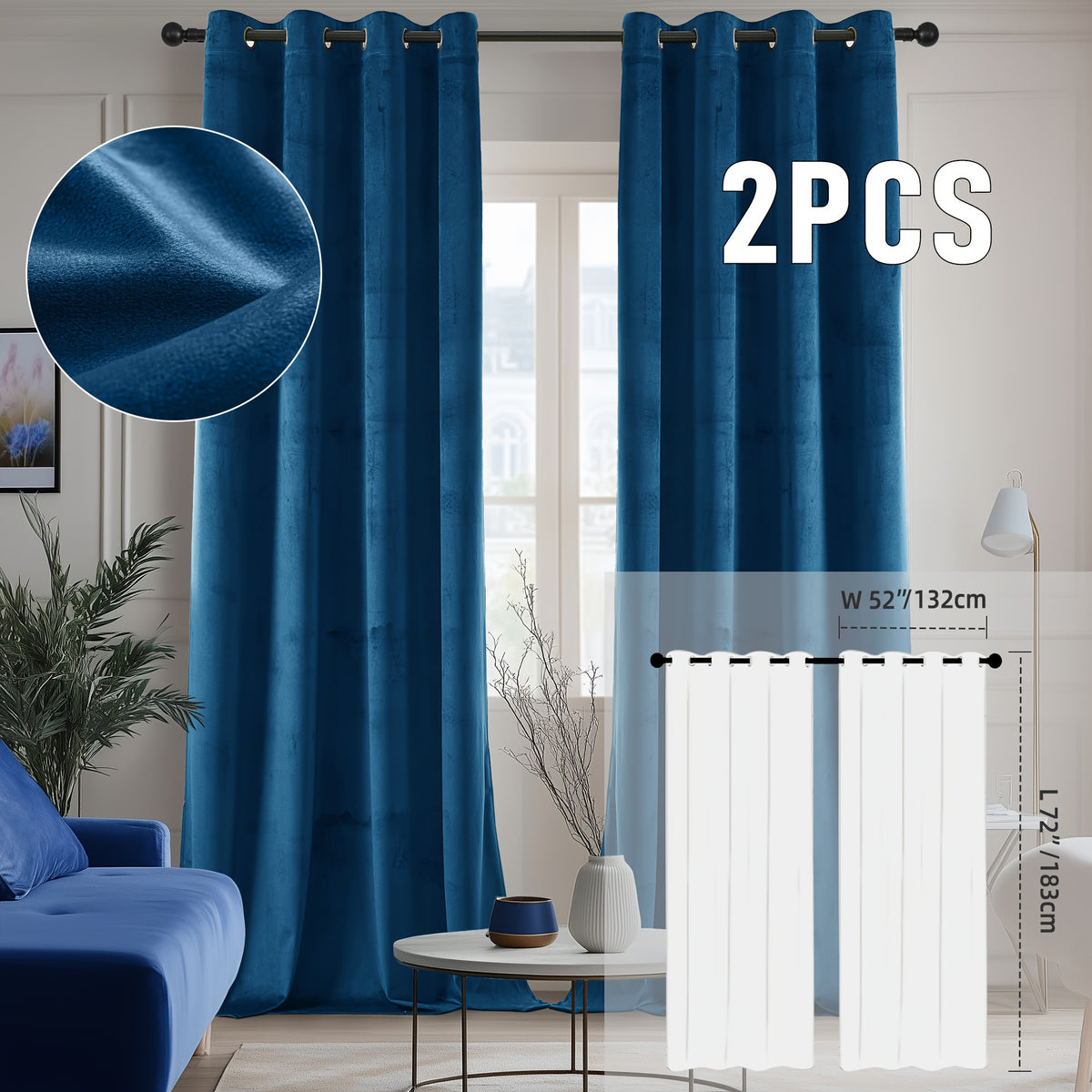 2pcs Velvet Room Darkening Curtains | Vintage Soundproof and Thermal Insulated, Elegant Soft Velvet Grommet Top Curtains for Living Room and Bedroom, Unlined, Solid Color, Fashionable Valentine'S Day Décor