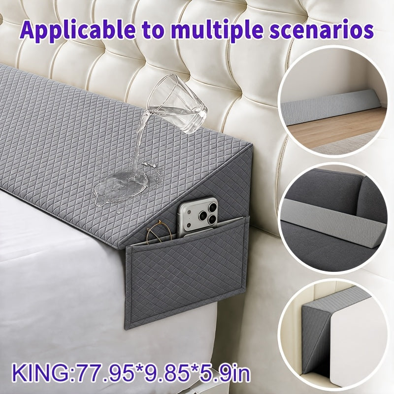 Mattress Gap Filler Pillow with Removable Cover, Triangular Headboard Bed Wedge in White or Grey for Twin, Full, Queen and King Bedrooms