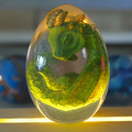 Resin Dragon Egg Statue, Transparent Fantasy Collectible with Curled Dragon in Green, Red, Blue or Purple for Shelf Decor and Gifts
