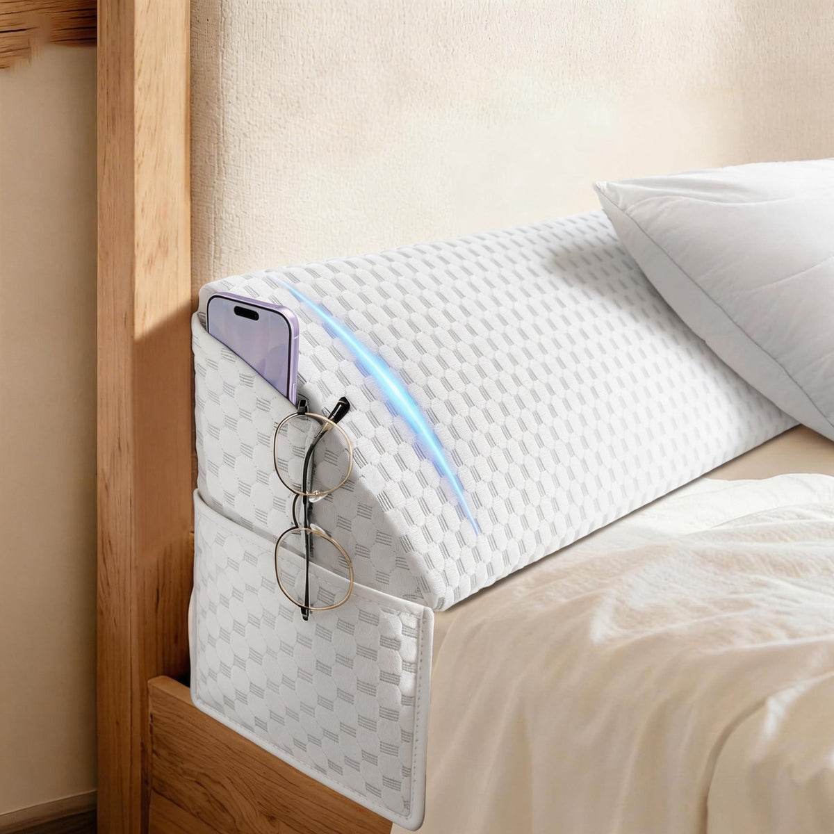 Foam Bed Wedge Pillow Suitable for Headboard Gap Filler & Mattress, Removable Cover with Foam Filling, Suitable for College Dorms, Adjustable Wedge for Sleeping Against Headboard or Wall, Machine Washable Bedding