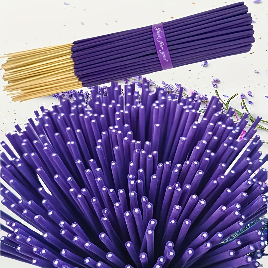 Handmade Natural Lavender Incense Sticks Suitable for Decor, & Meditation - Essential Oil Infused Sticks with Flower Powder, Calming Brain-Boosting Fragrance for, Gifts for &