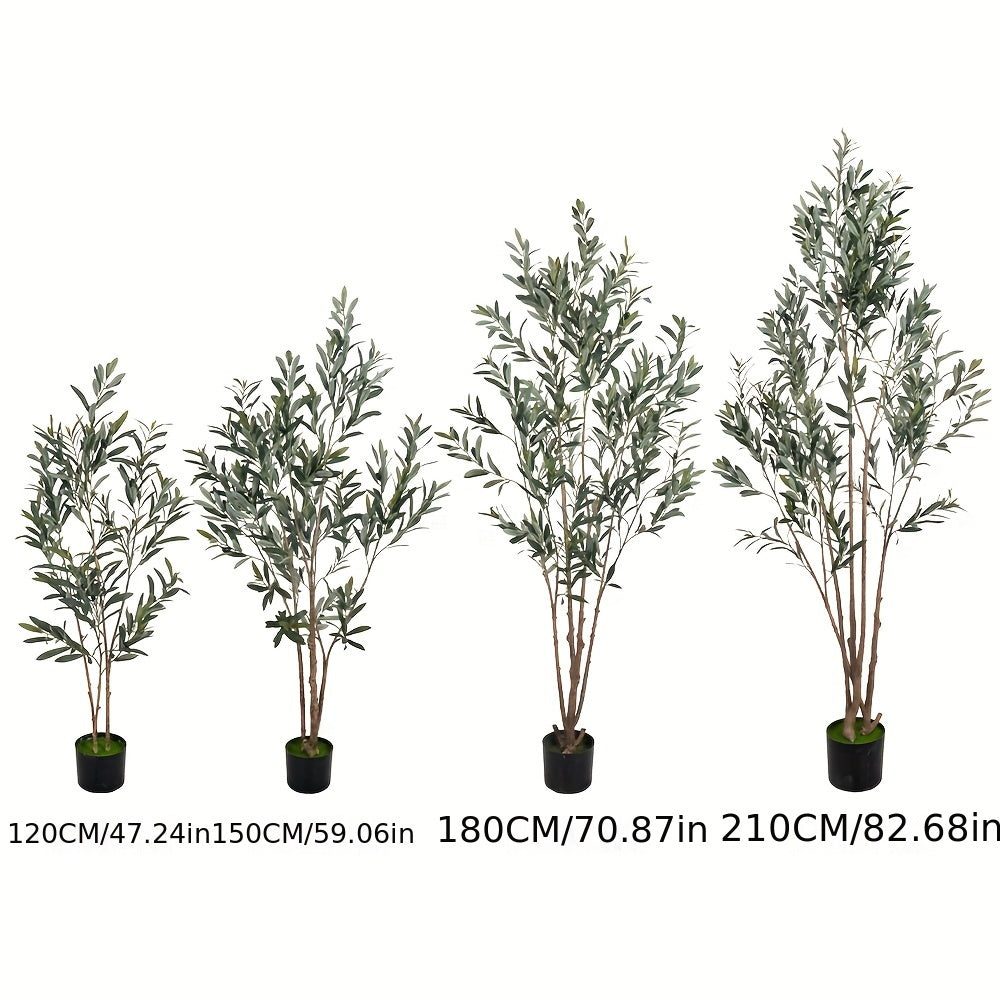 47.24inch/59.06inch/70.87inch/82.68inch Artificial Olive Tree with Realistic Black Fruits - Multi-Branch Broad-Leaved Mediterranean Plant, High-Quality Plastic Nordic Style Home Decor for Living Room, Kitchen, Hotel, Mall - No Maintenance Year-Round Decor