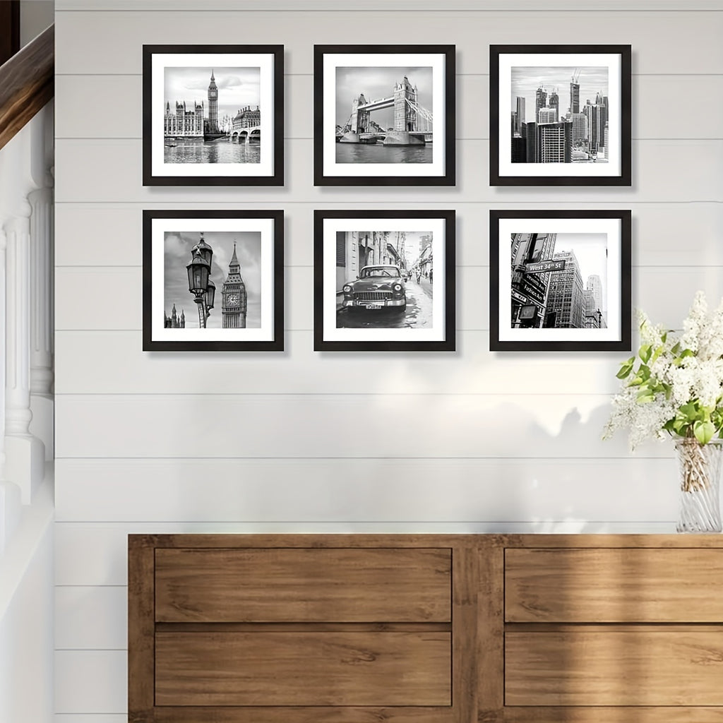 3pcs/set of white and black square frames 8*8in and 12*12in decorative photo frames, which can be given to friends and family as holiday gifts, suitable for hanging on the walls of corridors and living rooms, photo paper is not included.
