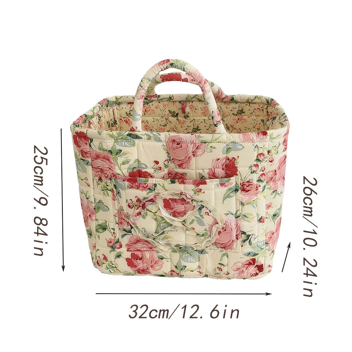 Large Floral Series [Storage Basket] Vintage Quilted Floral Portable Large-Capacity Home Storage Basket Suitable for Various Scenarios, Shelf Baskets