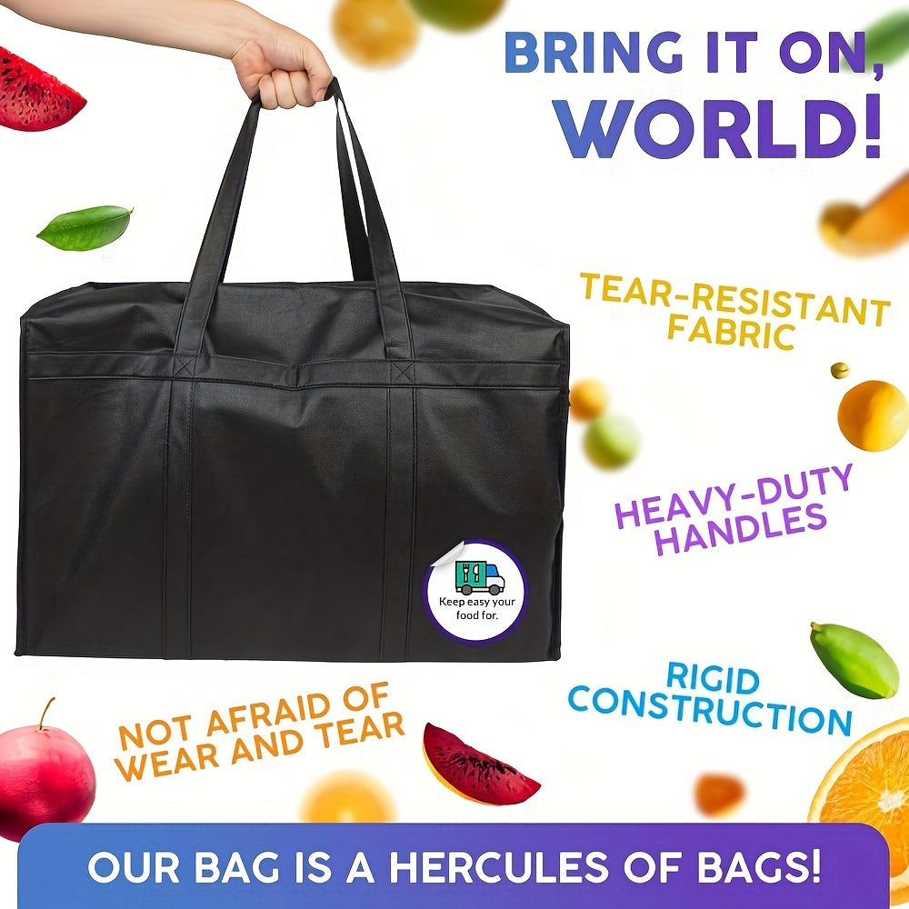 Two Extra Large Cooler Bags and Insulated Shopping Bags for Food Delivery, Foldable Cooler Bags. Reusable Shopping Bags with Zipper Top, Foldable, Heavy Duty, Can Stand Upright, Ornament Storage