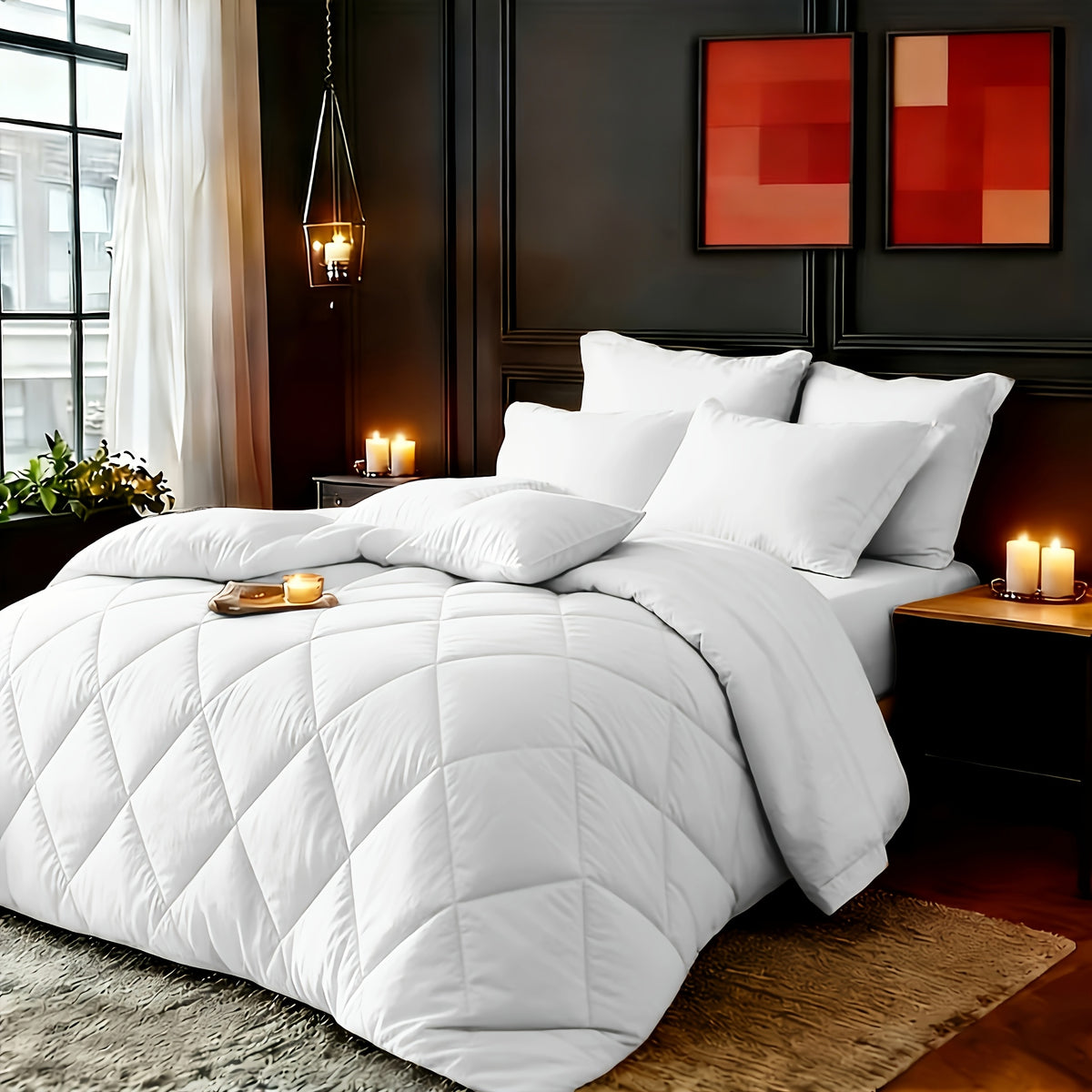 2/3pcs Red/Black Comforter Set Queen King Twin, All Season Comforter, 1Comforter, 1/2Pillowcases, Box Stitch Quilt, Hotel & School Quality Comforter, Home Bedding, Kids Room Decor, Halloween Christmas Holiday Gifts, Random Color