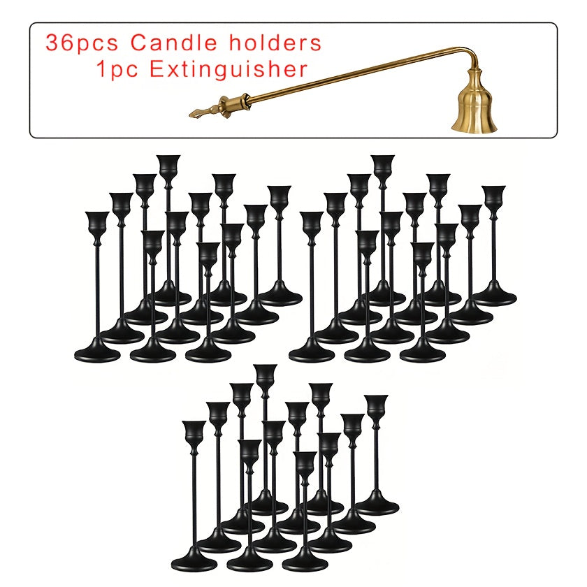 30pcs/48pcs/36pcs Copper Plated Candlestick Holders, Retro Style Minimalist Dining Tables Center Decoration, Suitable for Celebrations, Birthdays, Weddings And Christmas, Parties, Dining Tables, Fireplace Decoration Candle Holders