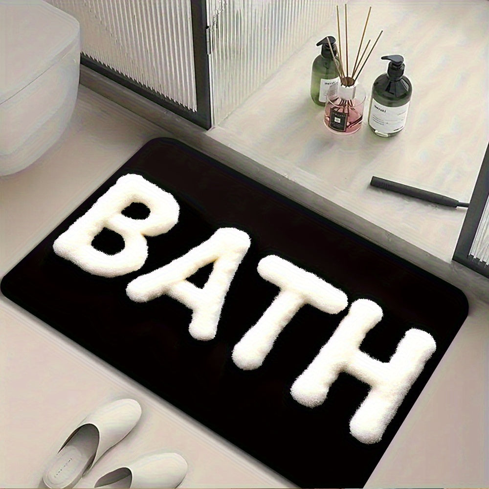 1pc Bathroom Theme Pattern Large Size Non-Slip Diatomaceous Earth Mat, Super Absorbent and Machine Washable, Suitable for Laundry Room and Entryway