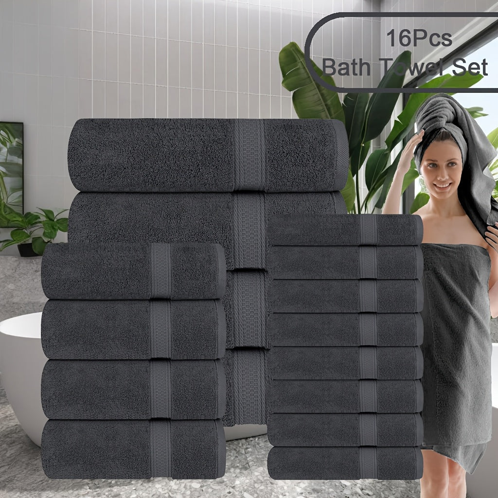UToPantica 16pcs/8pcs Luxurious Soft Towel Set | 2/4 Bath Towels, 2/4 Hand Towels, 4/8 Washcloths Luxurious, Soft, Skin Friendly, Good Water Absorption, Quick Drying, Thickened Bathing Towel, Suitable For Home, Hotel, Travel, Fitness, Beauty SPA