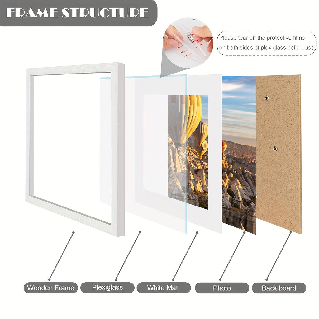 3pcs/set of white and black square frames 8*8in and 12*12in decorative photo frames, which can be given to friends and family as holiday gifts, suitable for hanging on the walls of corridors and living rooms, photo paper is not included.