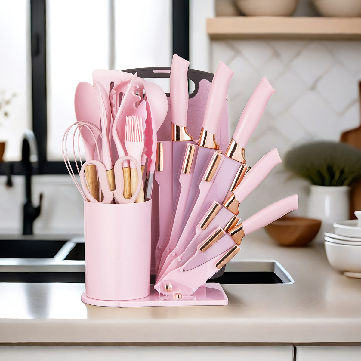 19 Sector Set And Knife Set, Perfect for Outdoor Camping - Heat-Resistant, Non-Stick, Wooden Handle, Easy to Clean - Perfect for Women'S Cooking Gifts, New Year'S And Valentine'S Day