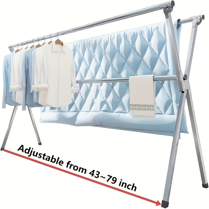 A Versatile Clothes Drying Rack Available in Three Sizes, 63", 78.7" And 95", Designed for Both Indoor And Outdoor Use. This Durable Metal Rack Is Collapsible And Features a Heavy-Duty Stainless Steel Clothesline, Drying Racks