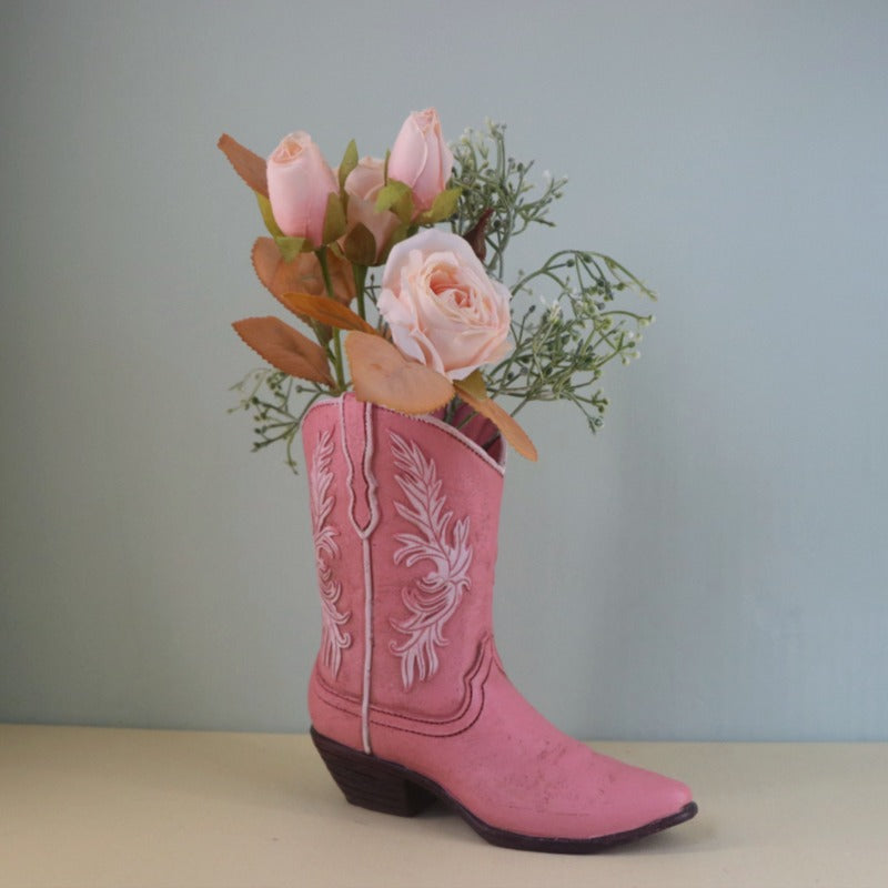 Creative Resin Vase Ornaments Western Cowboy Boots Hydroponic Flower Arrangement Container Living Room Light Luxury Home Decoration