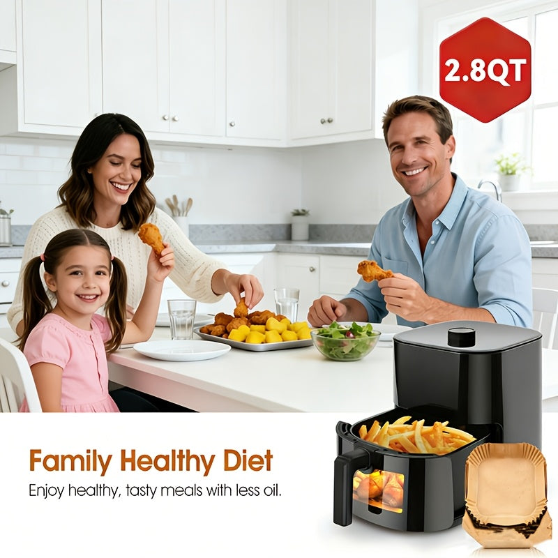 6-Quart Air Fryer - 8-in-1 Electric Hot Air Oven with LED Touchscreen, Non-stick Fry Basket, And 1350-watt Power. This Large-capacity Air Fryer Features 360° Hot Air Circulation, A Clear Touchscreen, And Integrated Heat-insulated Handles. Black.