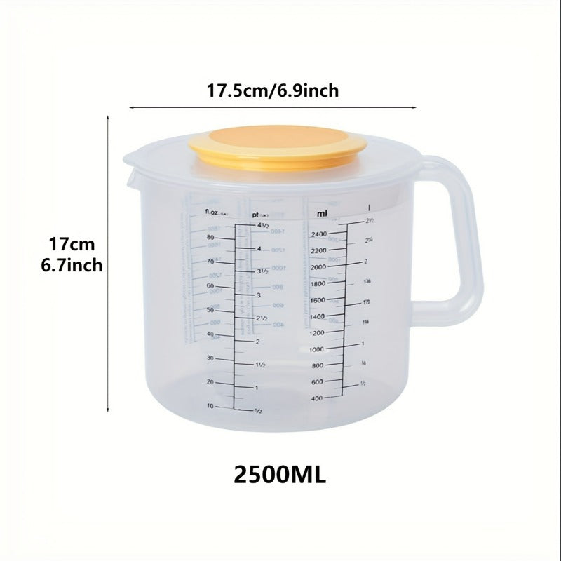 Multi Functional Mixing Bowl with Lid, 84.54oz Large Capacity, Equipped with Measuring Cup and Scale. Splash Proof Design, Durable Plastic, Perfect for Salad Making, Baking and Food Storage.