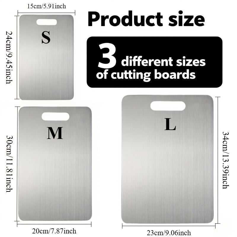 3pcs Premium Stainless Steel Cutting Board Set- Durable, Easy to Clean, Kitchen Ready, Space-Saving, Rust-Resistant, and BPA-Free, Safe for Food Preparation