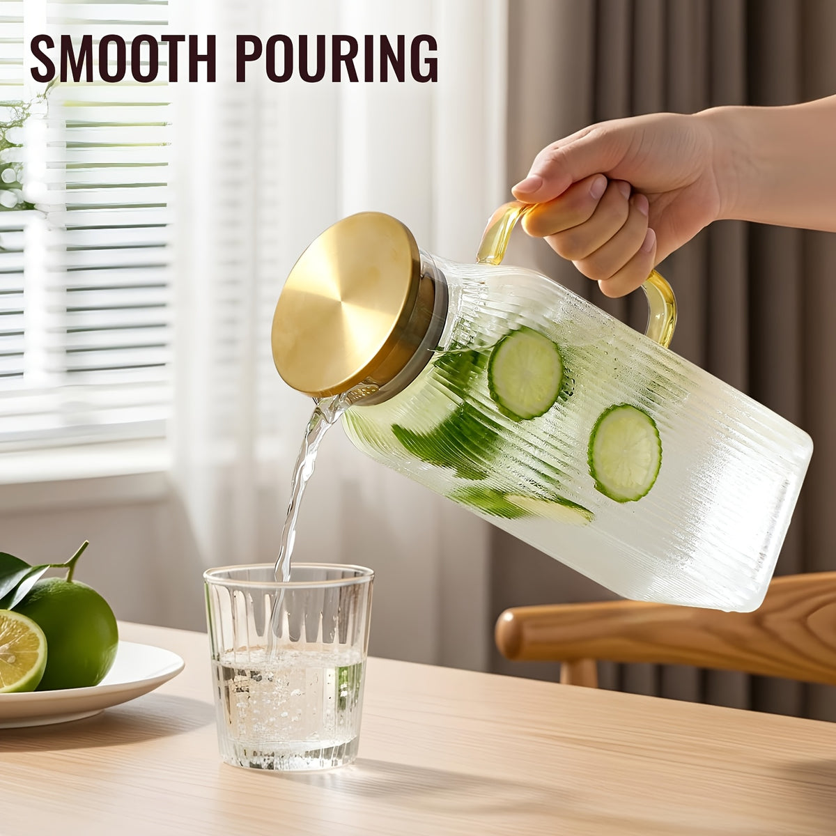 1 Pack/2 Pack 68oz Square Glass Pitcher with Lid And Handle for Fridge, Iced Tea And Coffee Carafe Beverage Serveware, Heat Resistant Borosilicate Water Jug for Hot/Cold Drinks And Milk, 304 Stainless Steel Lid