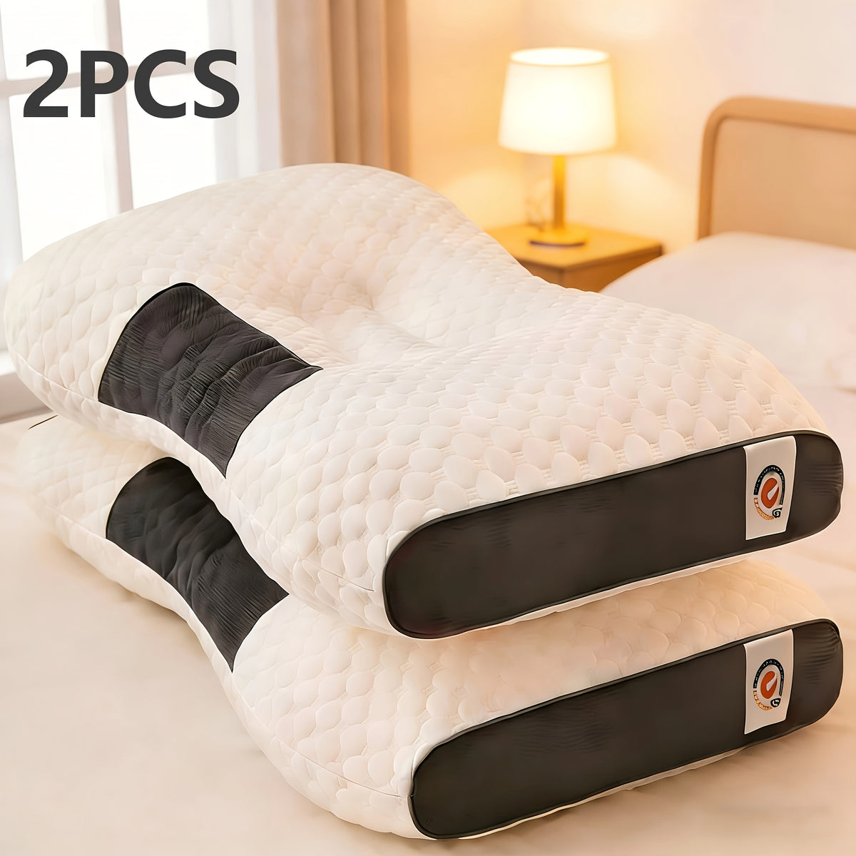 2-Piece/4-Piece Soft Massage Neck Support Pillows - Ergonomically Designed with High-Quality Filling for Deep Sleep and Neck Support, Features a Removable Cover, a Must-Have for Student Dormitories, Maintains Its Shape, and Is Machine Washable