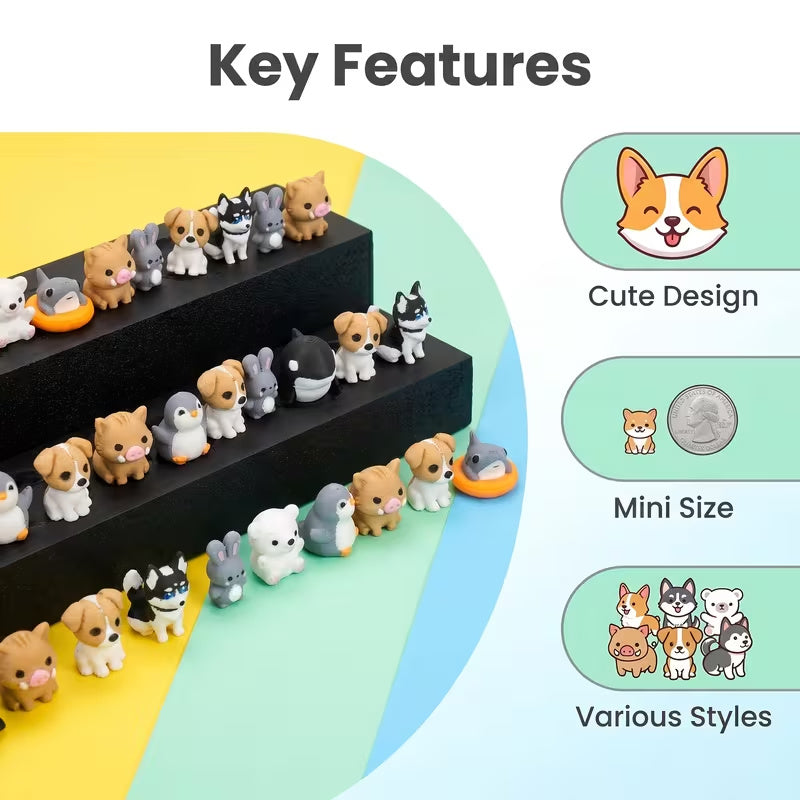Mini 3D Printed Animal Figurines, Colorful PLA Decorative Statue Assortment in 30, 50, 100 or 150 Pieces for Fairy Garden Scenes, Shelves and Home Displays