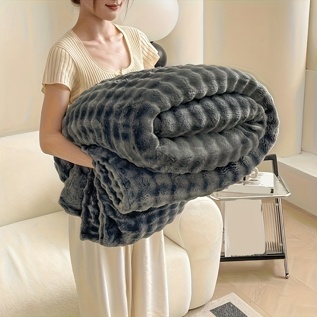 Soft & Warm Ultra-Soft Faux Rabbit Fur Tie-Dye Plush Throw Blanket - Reversible, Machine Washable for All Seasons, Perfect for Sofa, Bed, Living Room, Christmas,, 320GM Random Color