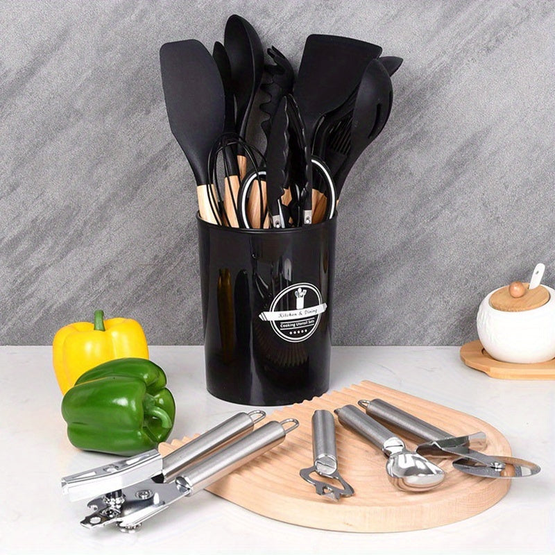 37/44pcs Complete Silicone Kitchen Cooking Utensil Set, Ultra Cost-Effective All-In-One Kitchen Gadgets, High Heat Resistant Non-Stick Cookware Tools, Dishwasher Safe, Ideal for Cooking Beginners And Kitchen Enthusiasts, Perfect Holiday Gift