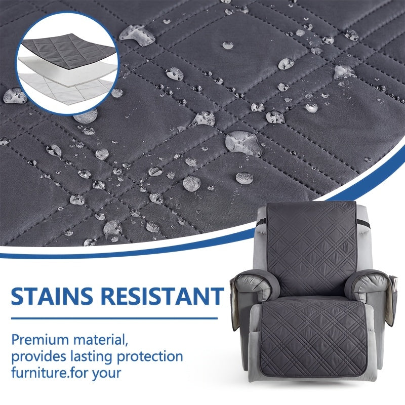 1pc Recliner Cover Sofa Cover, with Pocket Anti Slip Sofa Cushion, Pet Furniture Protective Cover, Quilted Sofa Recliner Cover with Elastic Band, Sofa Protective Cover, Sofa Accessories, Easy to Install, Random ColorShipped From 4 Assorted Colors.