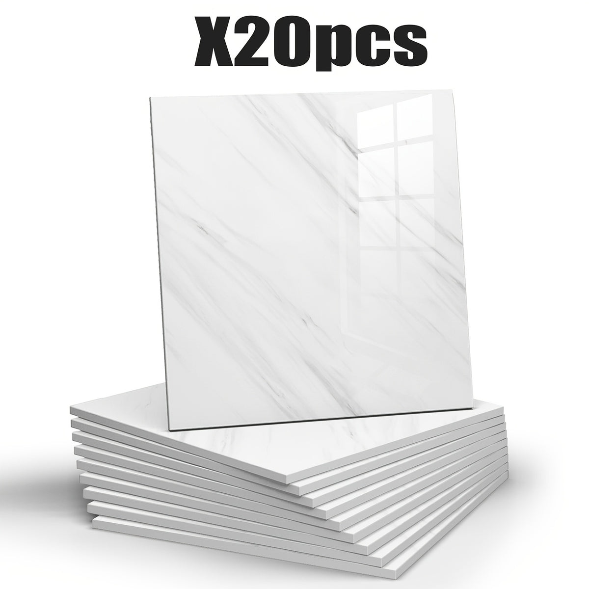 Waterproof 10/ 20pcs LuxeMarble Peel and Stick Shower Tiles - Space Theme Square Wall Hanging Decor for Bathroom, Kitchen, Living Room - 11.8"x11.8" Indoor Use PVC Wall Panels
