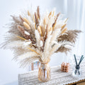Natural Dried Pampas Grass Bouquet, 105 or 120 Piece Neutral Floral Decor Set for Boho Vase Arrangements, Rustic Wedding Centerpieces and Home Table Styling
