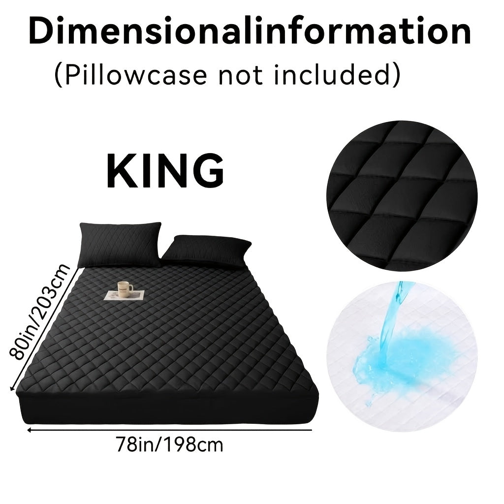 1pc Luxury Waterproof Mattress Protector with Side Storage Pocket, Diamond Quilted Deep Pocket Mattress Cover Including Random Color, Breathable Cooling Mattress Pad, Soft Noiseless Bed Protector for Twin Full Queen King