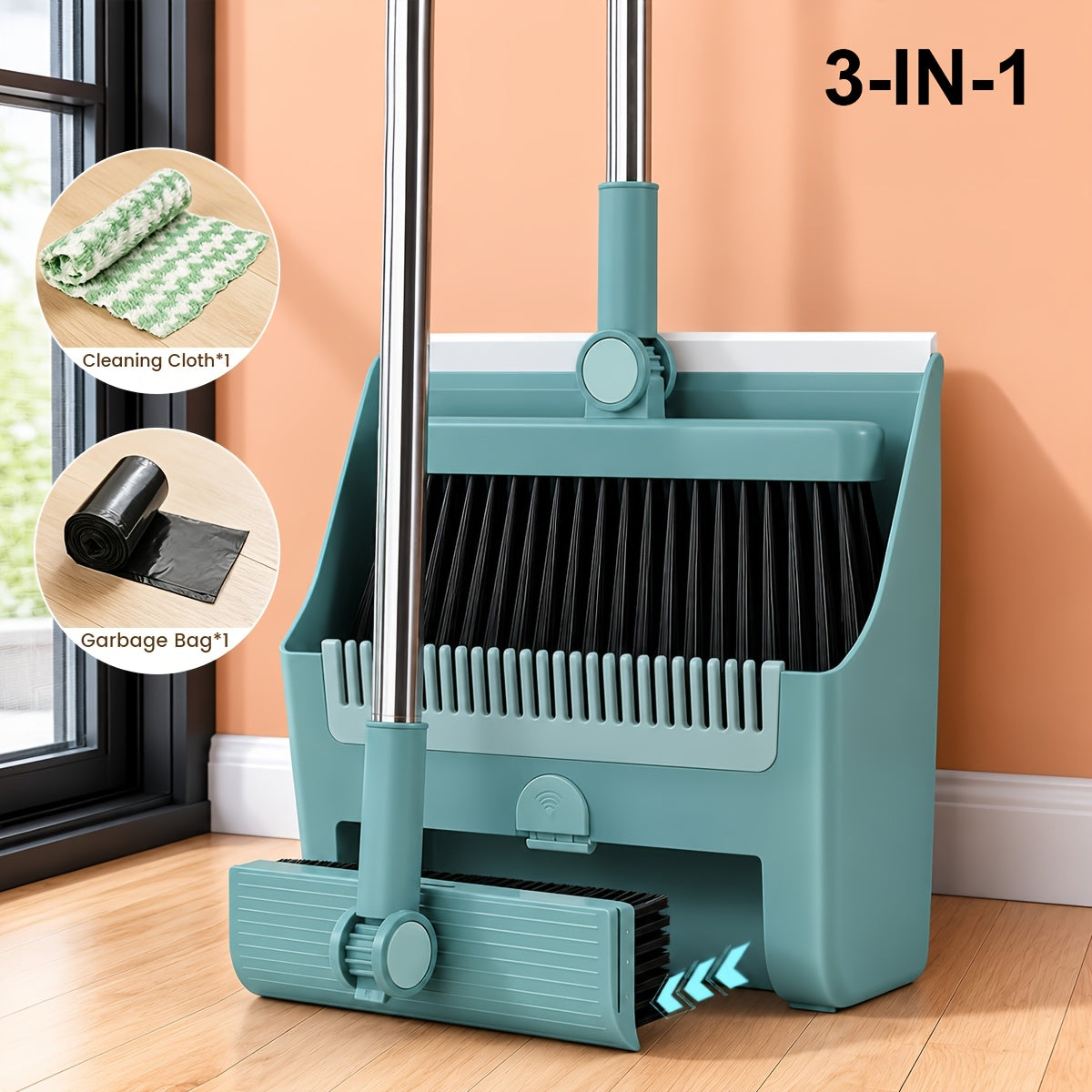 2-In-1/3-In-1/4-In-1 Broom with Dustpan Combo Set, Non-Stick Hair Cleaning for Hard Floors, Long Handle Sweeping for Living Room, Bedroom, Bathroom, Durable, Easy Storage, Rotatable, Foldable, Efficient Cleaning, Flexible Design, Fast Dust Removal