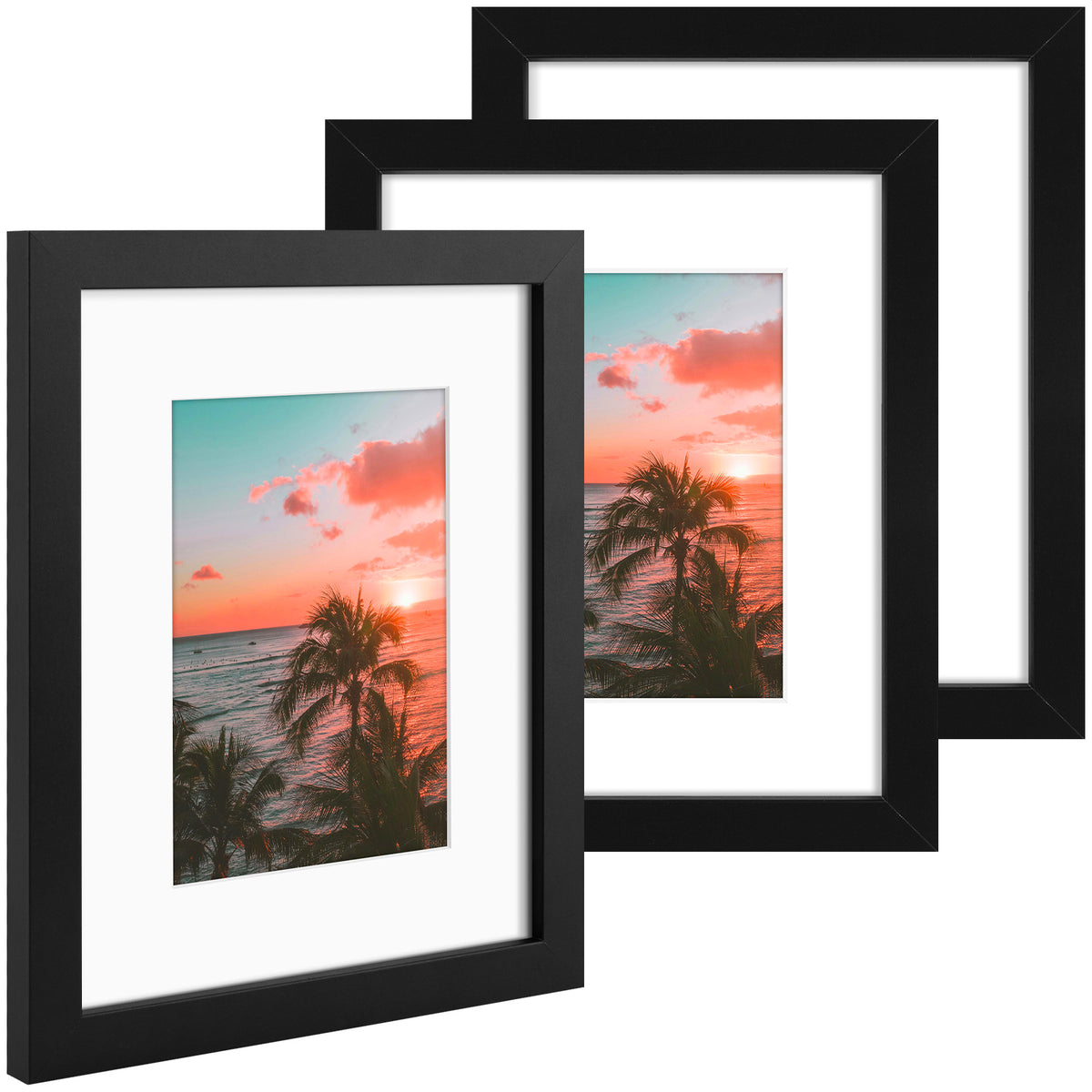 3 Pack 6x8/8x10/9x12/11x14/16x20 Picture Frames Set with Mat or without Mat, Engineered Wood Photo Frames with Plexiglass, for Wall or Tabletop Display - Gallery Wall Frames, Office Home Decor,Poster Frames