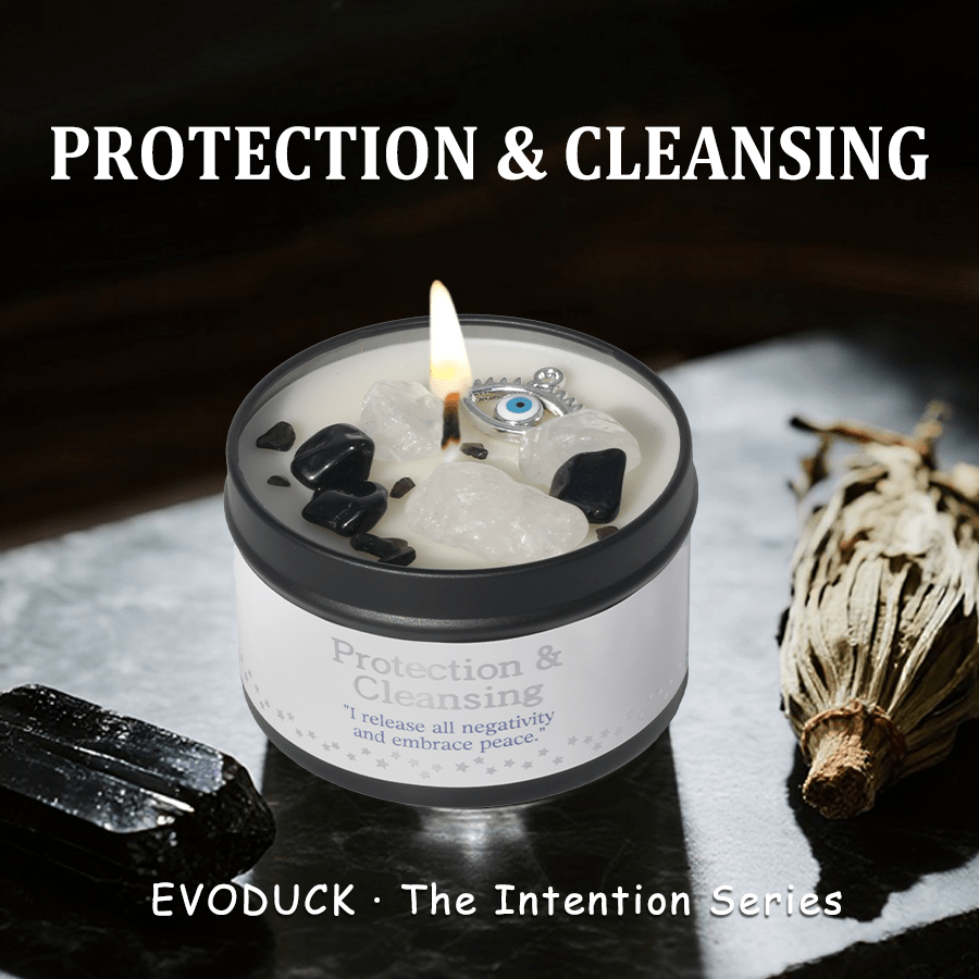 EVODUCK 2pcs/1pc Law Of Attraction Protection Manifestation Candle | Sage Each 3oz/total 6oz Scented Soy Wax Candle With Golden Crystal | For Focus, Meditation, Yoga & Reading | Christmas, New Year, Birthday Gift For Women