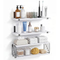 Guardrail Wall Shelf with Storage Basket, Listed 3+1 Tier Design and White Four-Tier or Two-Piece Color Options for Bathroom, Kitchen and Bedroom Organization