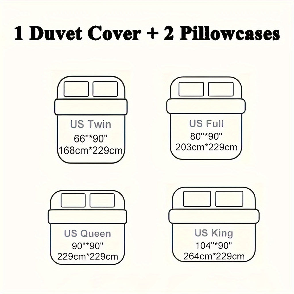 Plush Duvet Cover Set with 2 Pillowcases, 3-Piece Zipper Closure Bedding in Solid and Tie Dye Colors for Bedrooms, Guest Rooms and Dorms, No Insert