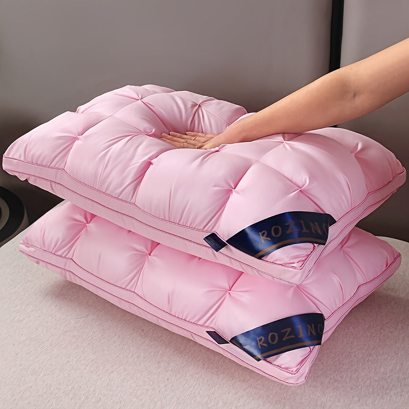 1/2pcs Luxury Hotel-Quality Pillows, Queen Size High Resilience Plush Fill, Soft Comfortable for Deep Sleep. Ideal for Side Back Sleepers, Breathable Cooling, All-Season Use, Machine Washable, Hypoallergenic Plush Cover, Cooling