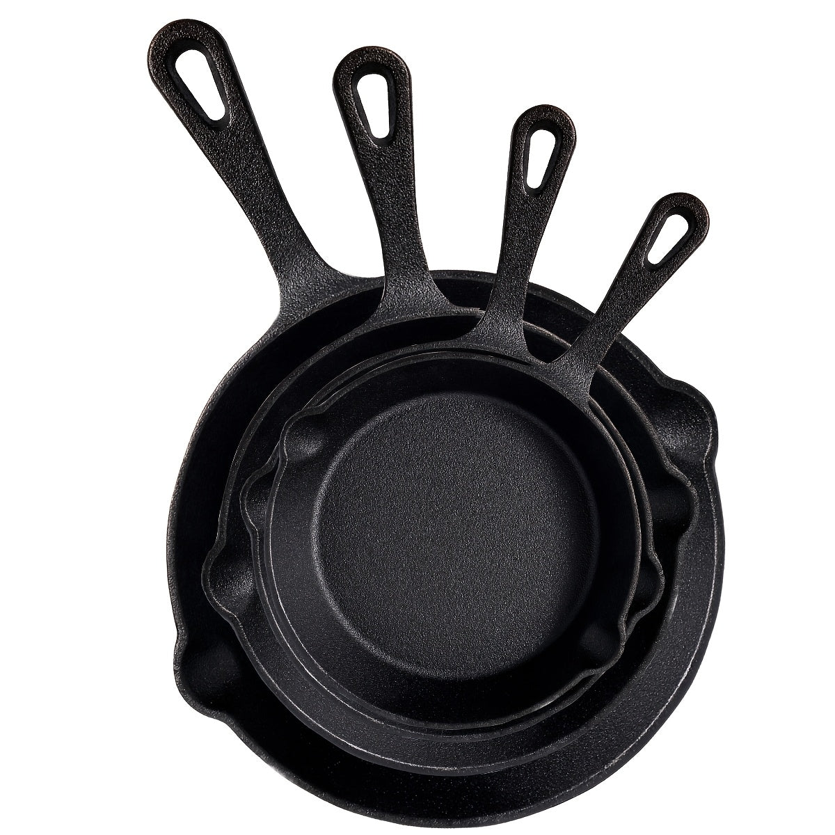 Cast Iron Skillet, Cast Iron Frying Pan Uncoated Set, Frying Pan with Drip Spout, Heavy Duty Pan Cookware, Household Pans, Kitchen Accessories, Home Cooking, Suitable for Frying, Stir-Frying, Cooking, Baking, Camping Gear And Equipment