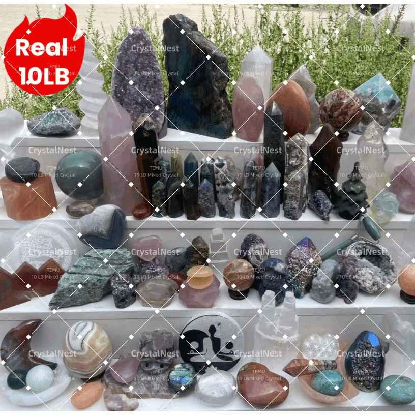 Real 10LB Mixed Crystals, Lot of Different Items!! Premium Natural Materials of Different Shapes: Towers Spheres Clusters & Rough! Valuables Gifts & Decorative Stones