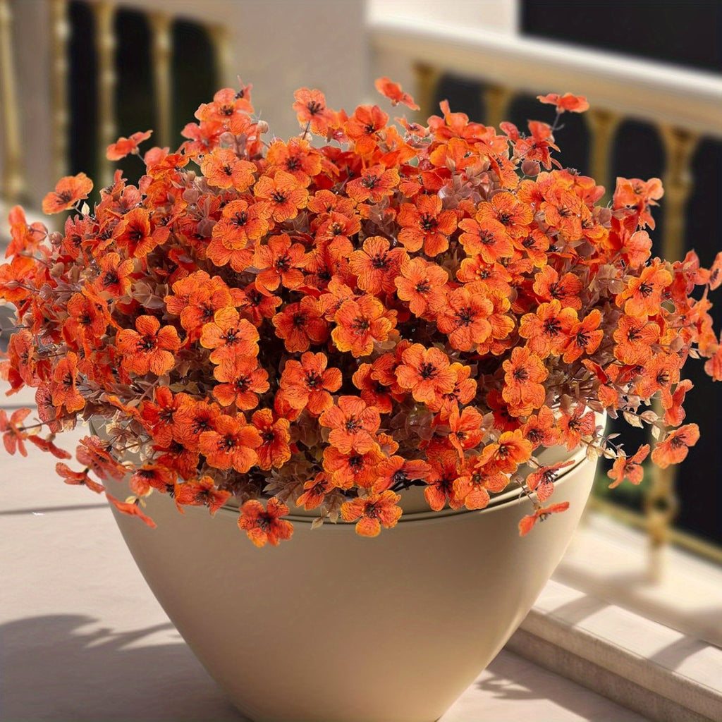 Fall Floral Stems Set of 10, Artificial Autumn Flowers in Yellow or Wine Red Orange Yellow Mix for Thanksgiving Table Centerpieces and Home Vase Decor, No Container