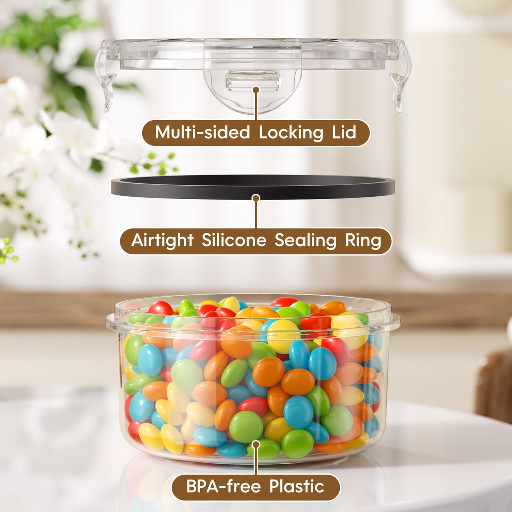 16/28/48pcs Food Storage Container Set, Airtight Containers with Secure Lids (8/14/24 Lids + 8/14/24 Containers) - Sealed Plastic Containers for Pantry, Travel, Outdoor Picnics, Kitchen Organization, Includes Labels And Markers