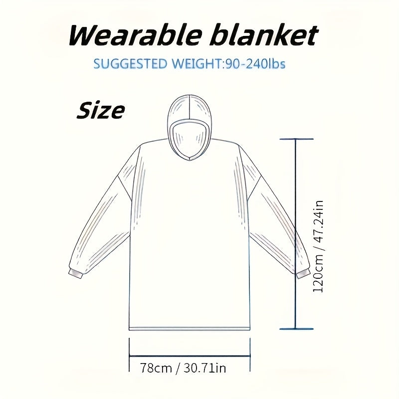 1pc Oversized Blanket Sportswear Super Soft And Warm Winter Giant Adult Wearable Blanket Hooded Jacket, Thick And Warm Hoodie Jacket Ultra Long Wearable Blanket Women'S Men'S Pocket Lazy Dress