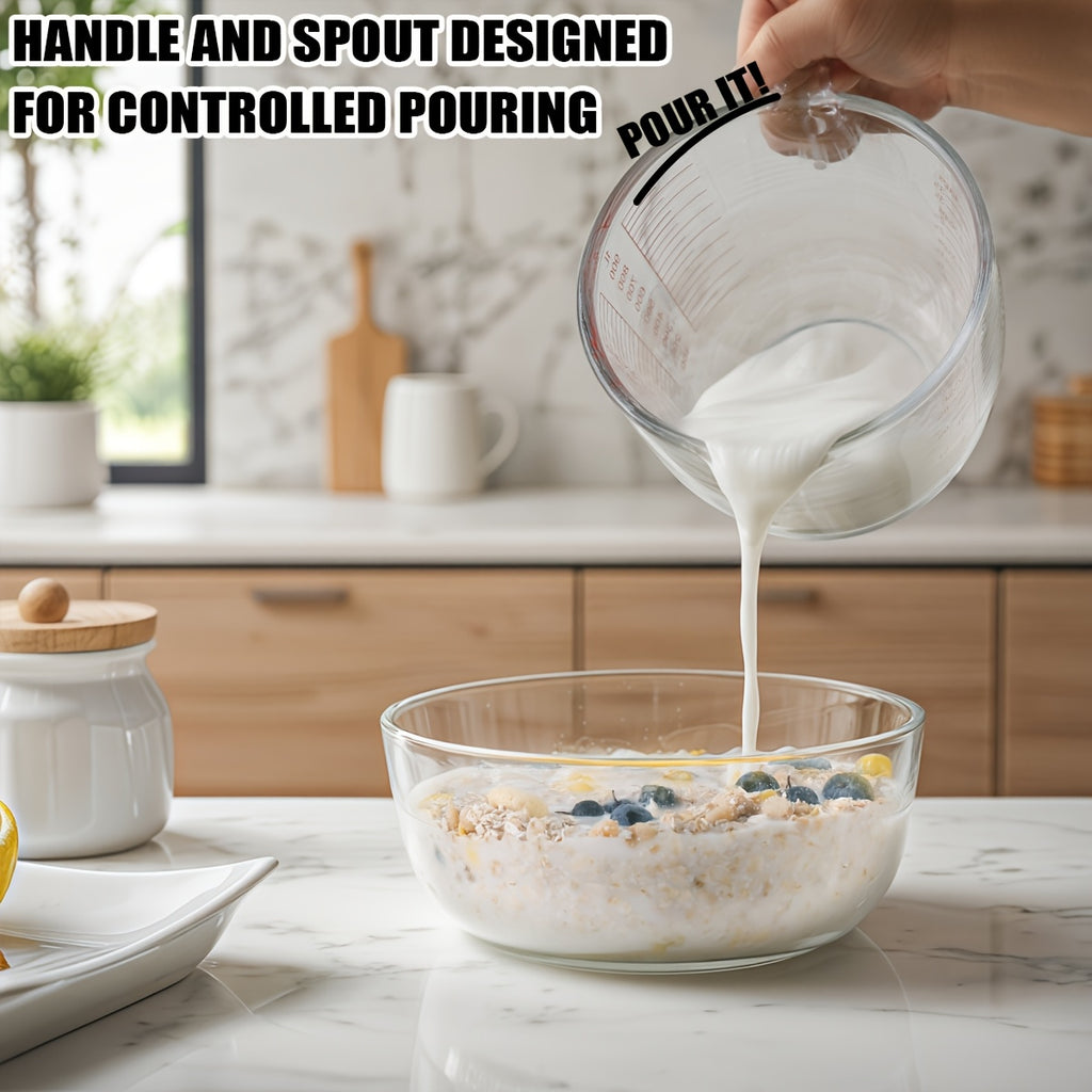 1/3pcs Glass Measuring Cups, 11.83oz 16.91oz 33.81oz Transparent, Ergonomic Handle Design, Tempered Glass, Dishwasher, Freezer, Microwave And Preheat Oven Safe