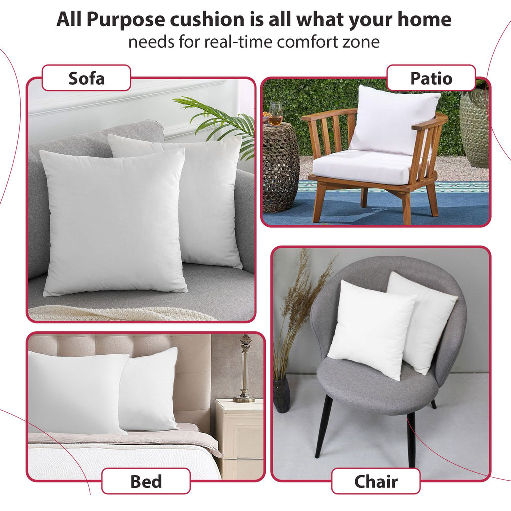 Lux Decor 4/8 Pack Throw Pillows - Down Alternative Pillow Inserts For Decoration - Throw White Pillows For Bed & Couch, Luxury Soft Fluffy Pillows For Living Room, Hypoallergenic Filled Square Cushion Throw Pillow, Washable & Cozy Bedroom Accessories