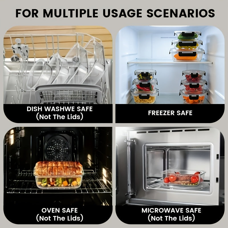24pcs Glass Food Storage Containers with Lids, Meal Prep, Pantry Kitchen Storage Containers for Lunch, Leak Proof, Airtight Glass Lunch Bento Boxes for Microwave, Oven, Freezer And Dishwashe(12Lids+12Containers)