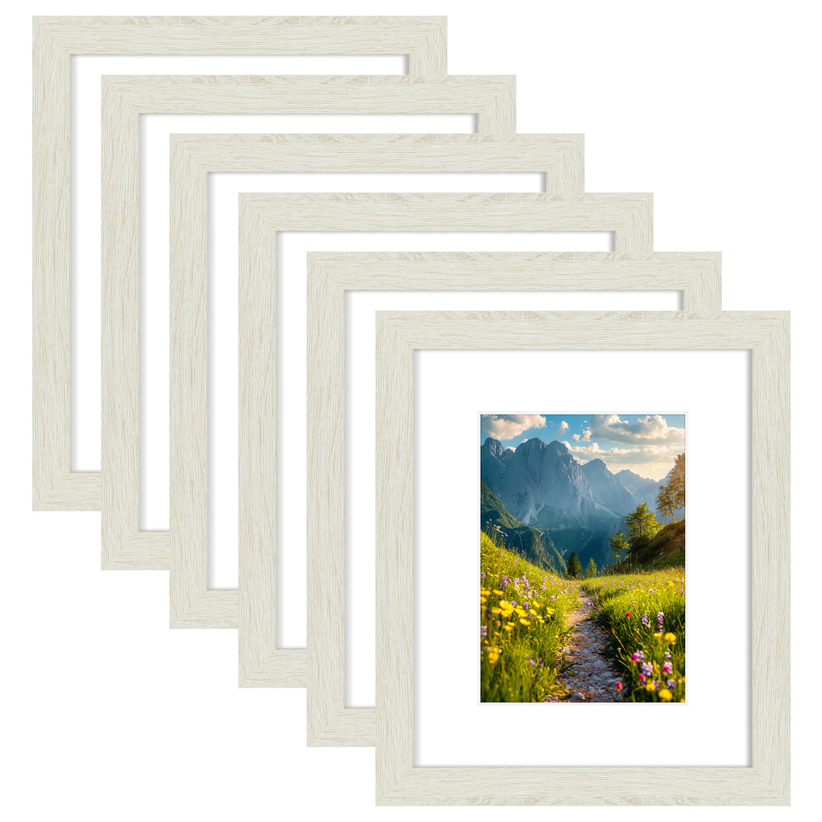 6 Packs 6x8/8x10/9x12/11x14/16x20 Picture Frames Set, Engineered Wood Gallery Wall Frame Set with Plexiglass - Wall Mounting or Tabletop Display