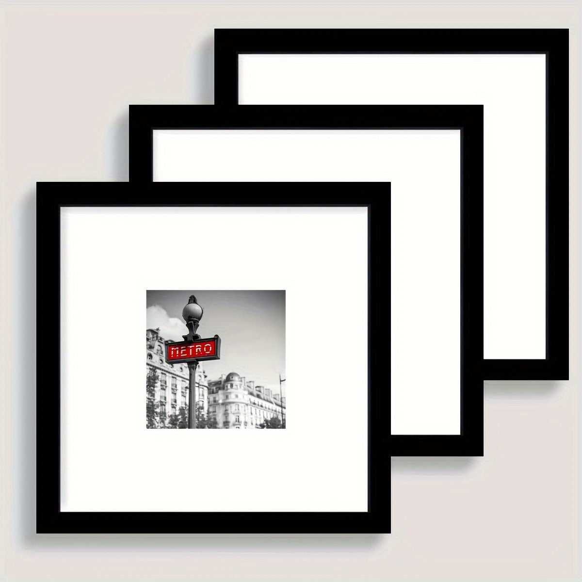 3pcs/set of white and black square frames 8*8in and 12*12in decorative photo frames, which can be given to friends and family as holiday gifts, suitable for hanging on the walls of corridors and living rooms, photo paper is not included.